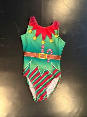 Girls Destira Holiday Elf Gymnastics leotard